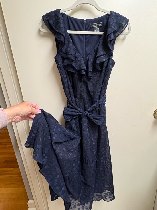Jessica Howard Dresses & Skirts - 🇺🇸 Elegant Jessica Howard Navy Ruffle Tie-Waist Midi Dress